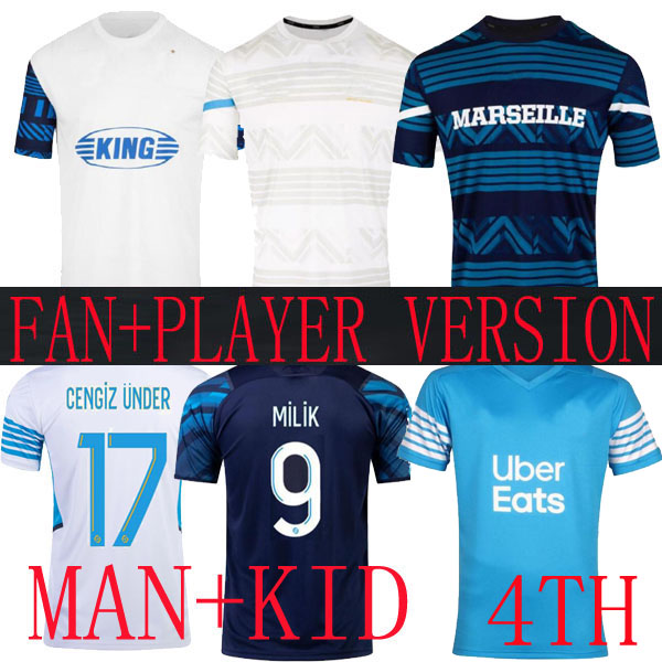 

21 22 23 Marseilles King fourth Soccer jerseys special 4th ICONIC GERSON under BAKAMBU milik maillot de foot 2021 2012 Pre Match PAYET GUENDOUZI KIDS football shirt, Home 1