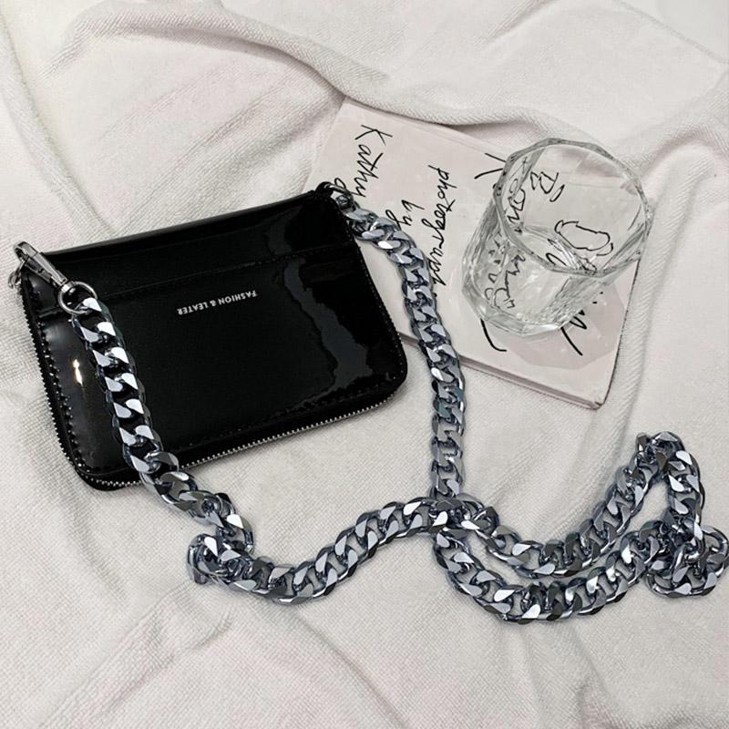 

Evening Bags Luxury Women Totes Ins Thick Metal Chain Shoulder Bag Bike Wallet Mini Coin Purse Fashion Pack Leather Crossbody, Small silver silver