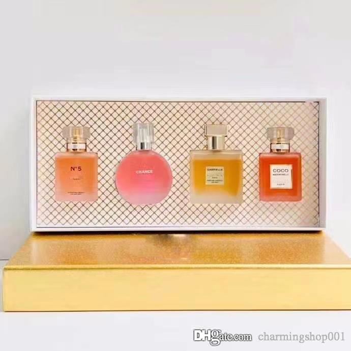

Perfume Set Fragrance for Woman 25ml 4 Bottles EDP Coco Chance N5 Spray Parfum Charm Lady Designer Perfumes Cologne Pleasant Fragrances Girl Gift Box Wholesale Drops