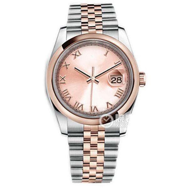 

Christmas gift Original box certificate Watchs Unisex Watches 116201 Mens Steel Pink Roman Dial 36MM 2813 Sports Automaticl Watches Rose Gold Watch wristwatch, Pink watch