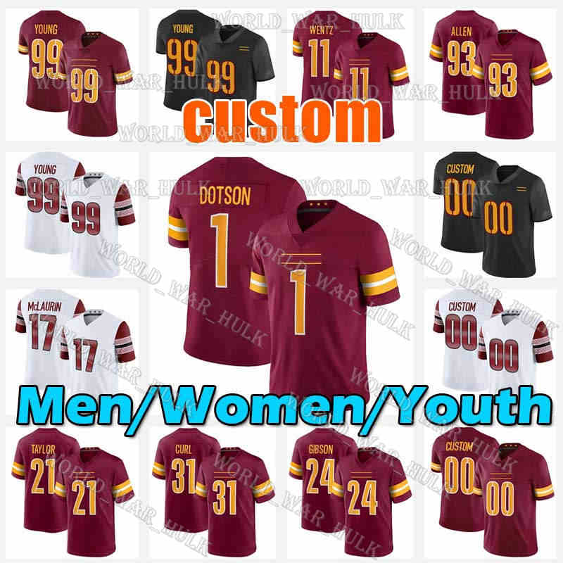 

1 Jahan Dotson Football Jersey Washingtons Chase Young Sam Howell Commanders Sean Taylor Heinicke Carson Wentz Terry McLaurin Jonathan Allen Antonio Gibson Davis, Women custom jersey(h p)