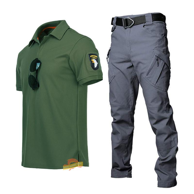 

Men' Tracksuits Men Clothing Military Fan Suits 2022 Men' Breathable Quick Dry Short Sleeve T-shirt Pants Tactical Adventure Suit Two