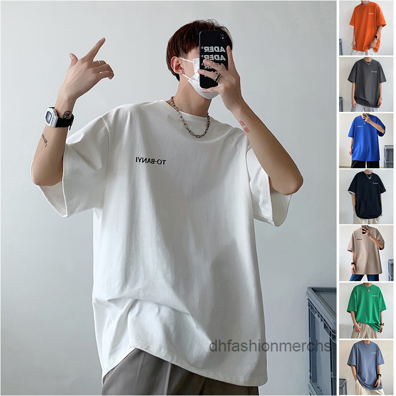 

designer t shirt 22 new pure cotton short sleeve tshirts mens oversize brand short T mens loose and versatile five sleeve top summer clothes, White