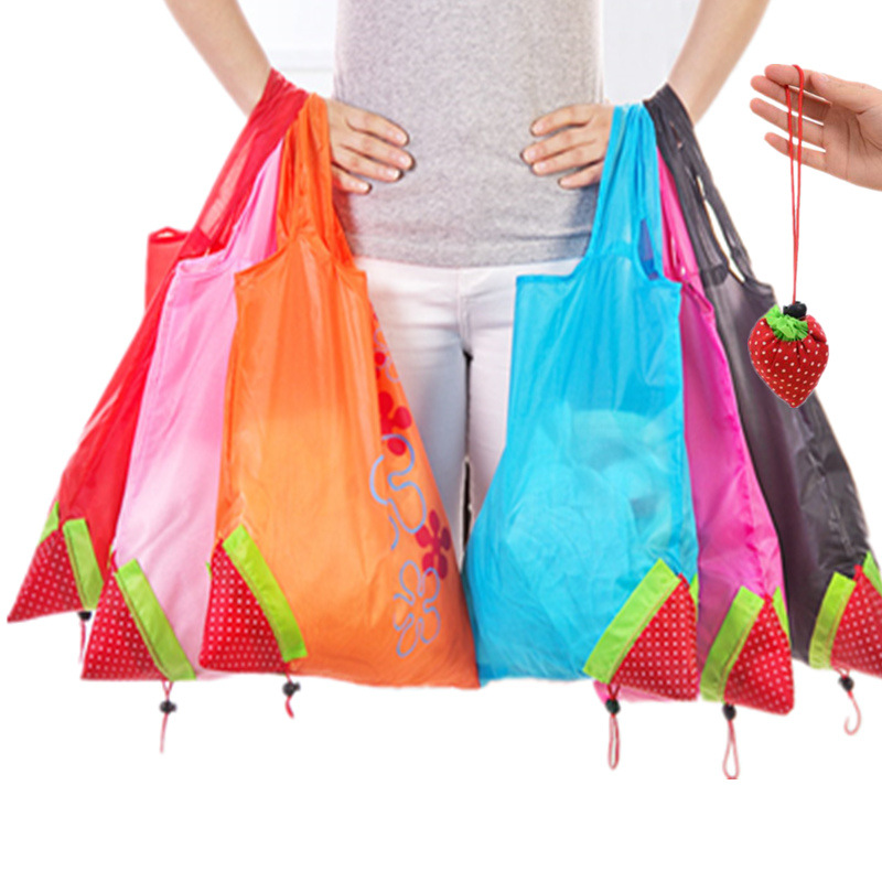 

Strawberry Shape Storage Handbag Grapes Pineapple Foldable Shopping Bags Reusable Folding Grocery Nylon Large Bag DH975