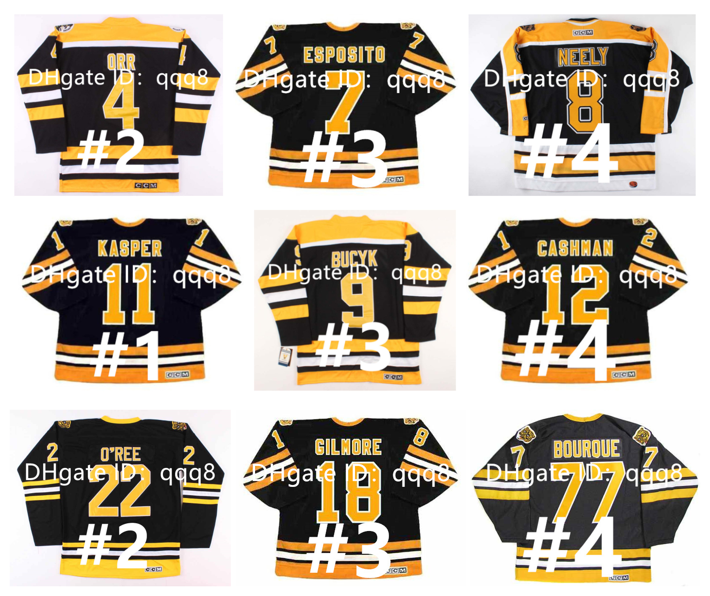 

Vintage CCM Bruins Hockey Jerseys Happy GILMORE BOBBY ORR WILLIE O'REE TERRY O'REILLY ANDY MOOG RAYMOND BOURQUE JONATHAN PHIL ESPOSITO CAM NEELY ADAM OATES Size S-4XL, As pic