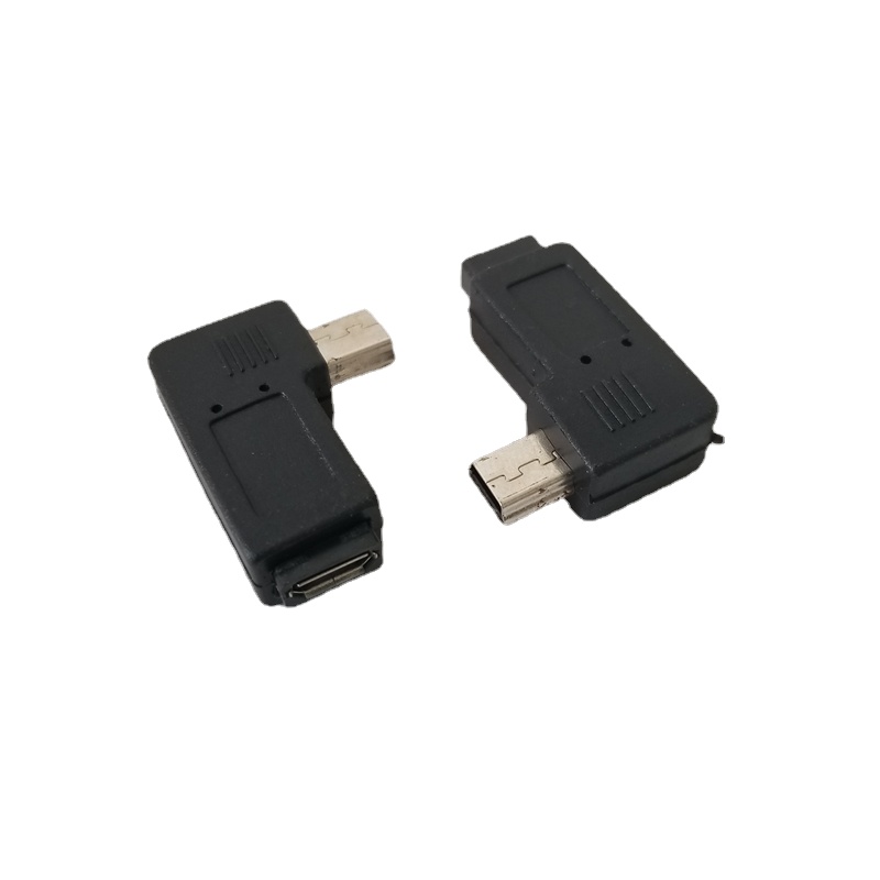pcs 1Mini USB Male to Micro USB 5Pin Female 90 Degree Left Angle Adapter Converter Jack Plug Black-image-773762719