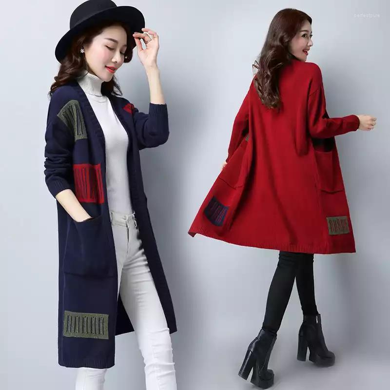 

Women's Knits & Tees PEONFLY Casual Plaid Patchwork Long Cardigan Women 2022 Spring Autumn Knitted Coat Pockets Warm Sweater Ladies Perf22, Army green