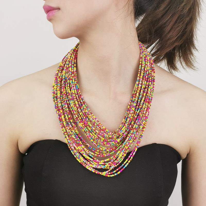 

Pendant Necklaces Bohemian Multi Layer Colorful Beads Necklace & Vintage Statement Handmade Jewelry Party Gifts African CollierPendant
