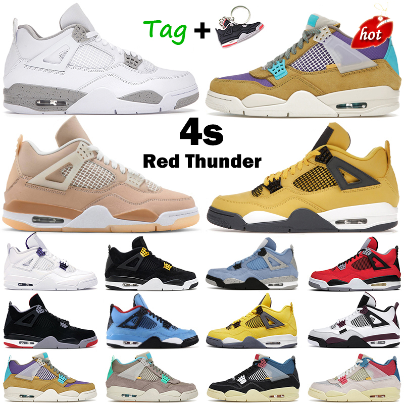 

Mens basketball shoes 4s jumpman 4 University Blue Black Cat Shimmer White Oreo yellow Sail men Sports sneakers, 13