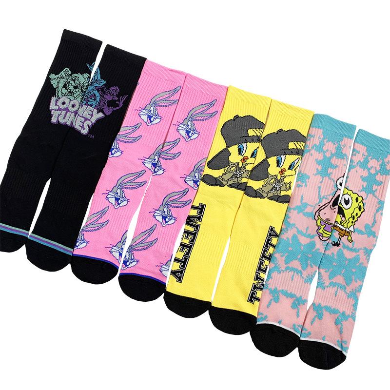 

Men's Socks Anime Terry Loop Sport Basketball Cartoon Unisex Women Men Funny Skateboard Combed Cotton Character Pattern Crew SocksMen's