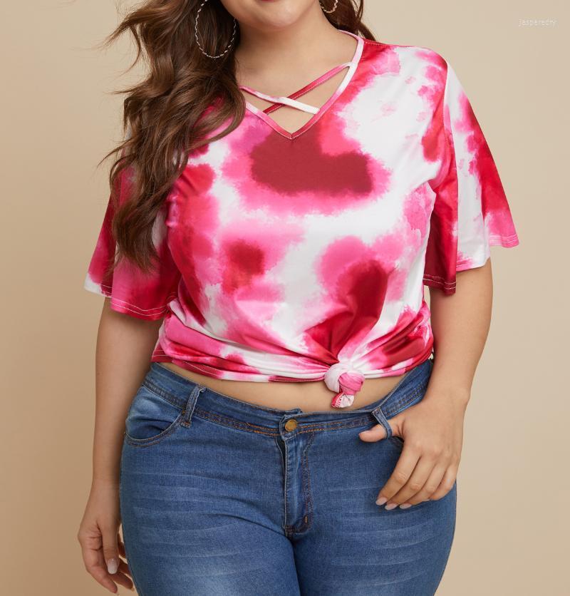 

Women's Plus Size T-Shirt Short Sleeve T-shirts For Women European And American Style Printed Dyed Breathable Hollow Out Summer Top Jasp22, Fuchsia
