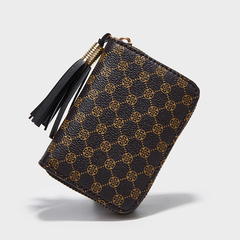 

2022 New tassel card bag Printed multi-card position for women exquisite large capacity card folder 415202261713 Deep Brown