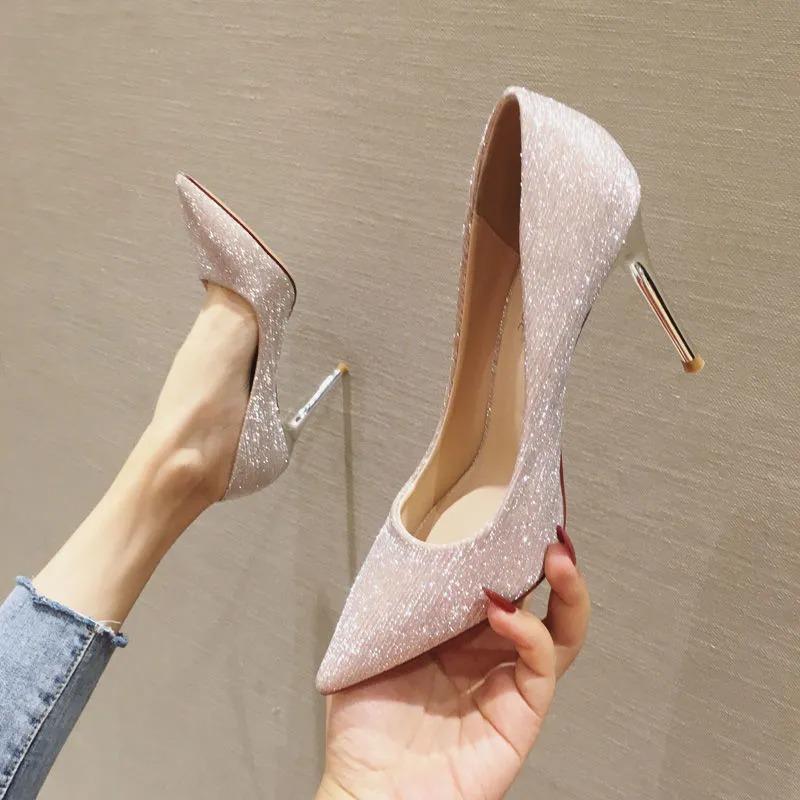 

Dress Shoes High Heels Pointed Toe Thin Heeled Lady Pumps Elegant Slingbacks Spring Summer Women Stiletto Sandals WHH169Dress, Silver-10cm