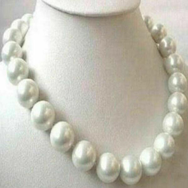 

Beauty 16mm AAA white south sea shell pearl round beads necklace 18 Inche