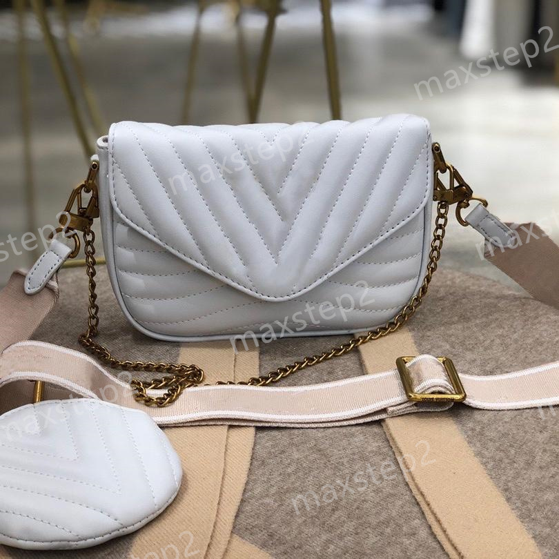 

New Wave Multi Pochette M56461 Chain Bag Quilted Cowhide with Detachable Round Coin Purse Womens Designers Luxurys CrossBody 2sets