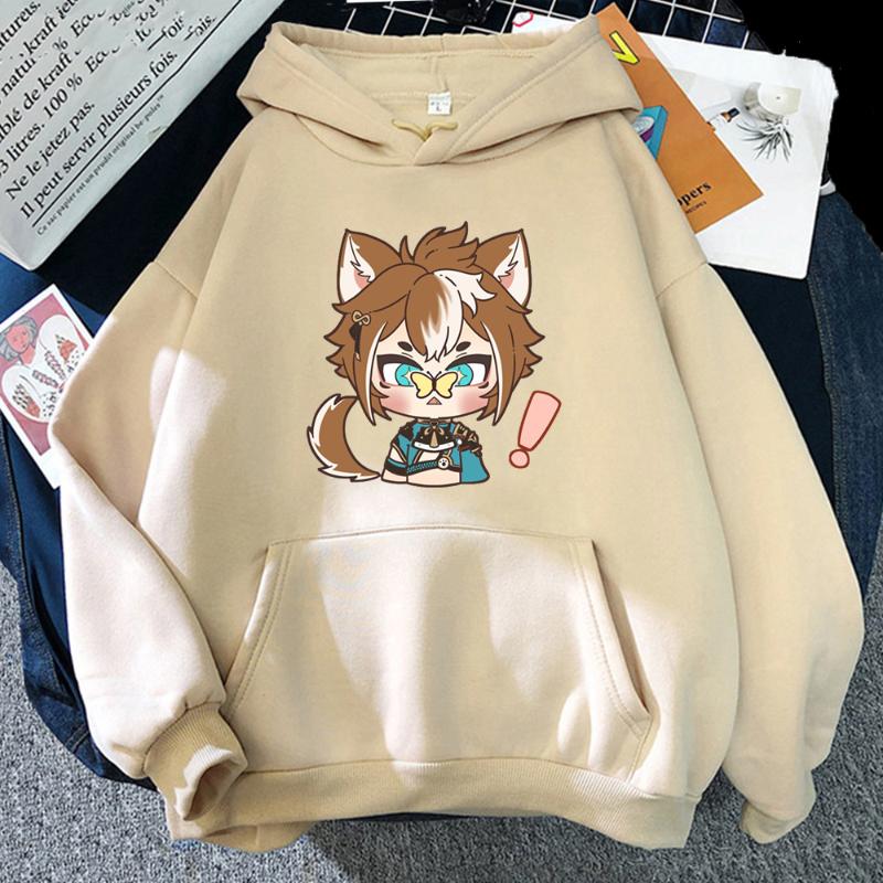 

Women's Hoodies & Sweatshirts Genshin Impact Game Chibi Gorou Retro Hoodie Women Long Sleeve Harajuku Creativity Streetwear Hoody Y2k Pullov, White 1