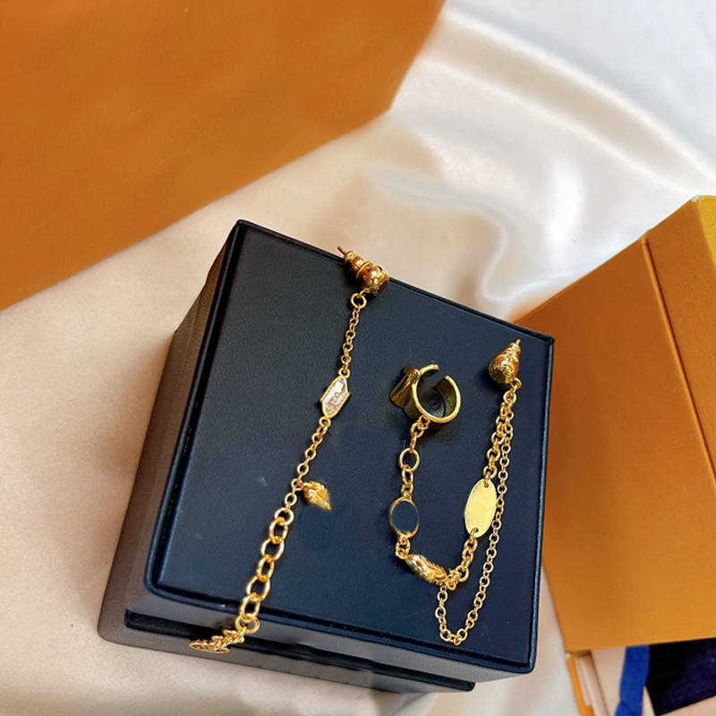 

Gold Dangle Earrings Designer For Women Chains Earring Luxury Jewlery Folwer With Box