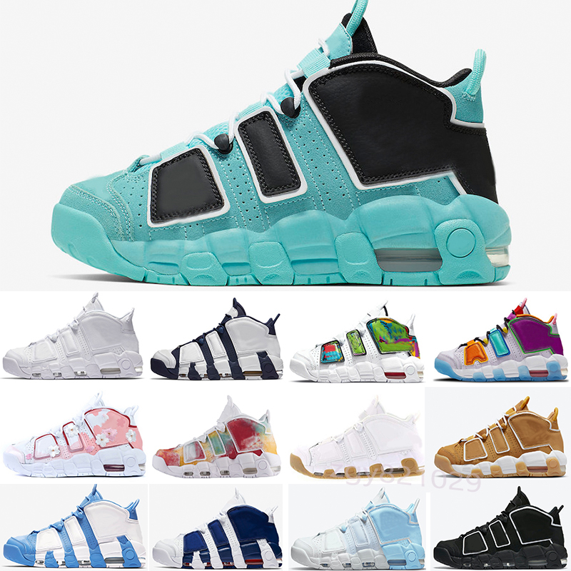 

Sky Blue More Uptempos Basketball Shoes High Quality Maximum Volume Denim Light Aqua Peace Love Mens Womens Outdoor Sneakers 5.5-11 zgy1, Color 1