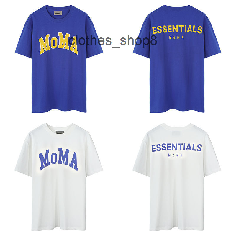 designer T shirts Men sweaters Summer fog double thread essentials short sleeve MoMA letter printed men's and women's high street loose tr