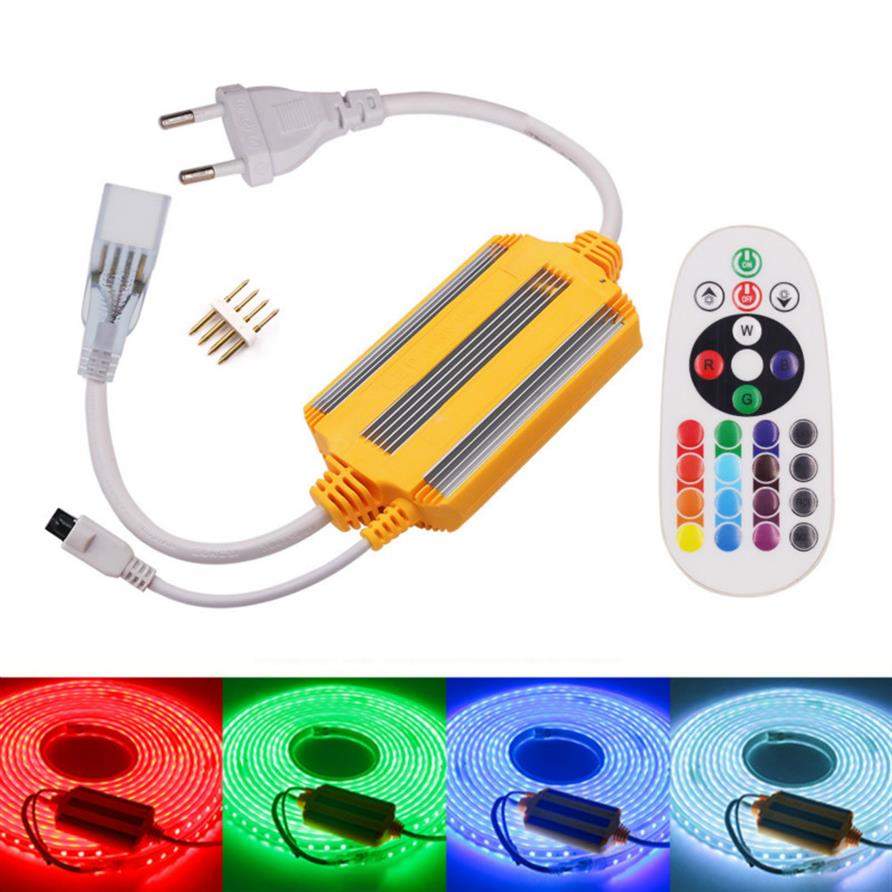 

IP65 Waterproof Aluminum Shell 16 Color RGB Remote Controller For 5050 High Voltage Led Strip 110V 220V 4 Pins274t