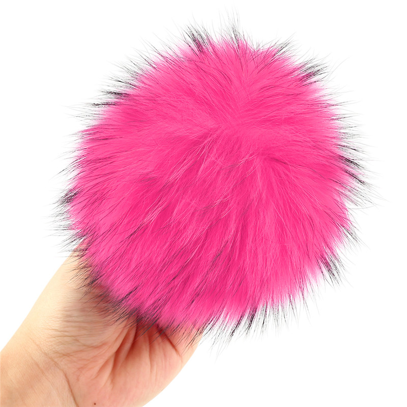 

16 CM Real Raccoon Fur Fluffy Pom Pom Ball For 2018 Winter Caps Womens Skullies Gorros Female Beanie Fur Pompom Hats Accessories ys222, 10