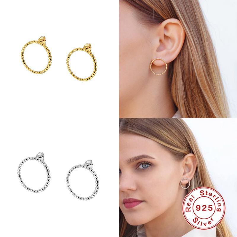 

Hoop & Huggie Aide 925 Sterling Silver 18mm Beads Earrings Rock Punk Piercing Loop Circle Earring Women Fine Jewelry Ohrringe PendienteHoop