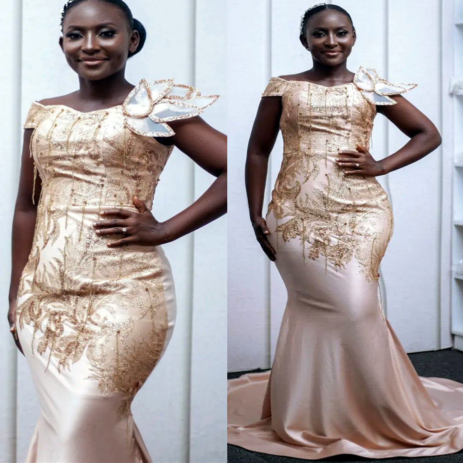 

2022 Plus Size Arabic Aso Ebi Champagne Mermaid Sexy Prom Dresses Lace Beaded Evening Formal Party Second Reception Birthday Engagement Gowns Dress ZJ224, Multi