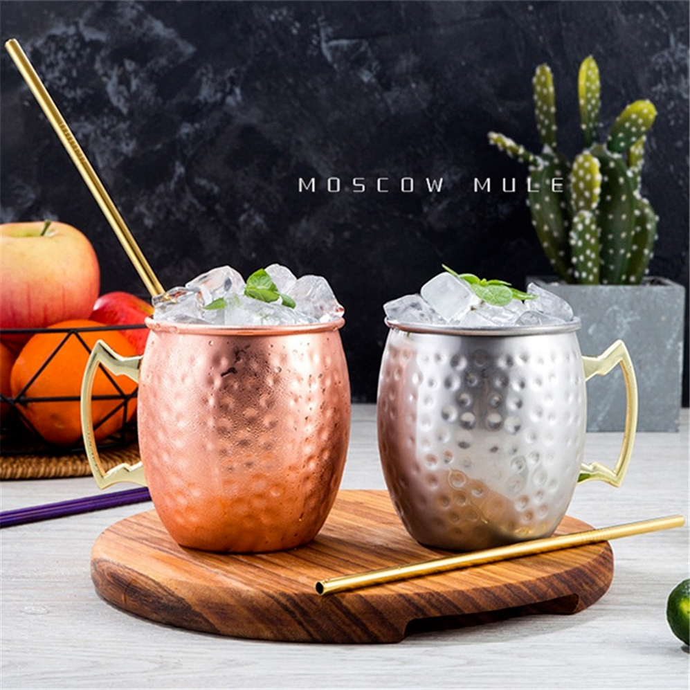 

Fashion Moscow Mule Mug Beer Tumbler Whisky Wine Glass Hammered Copper Plated Cup Coffee Bar Drinkware sxjun6, Multi-color
