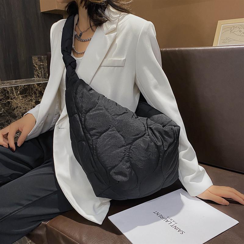 

Evening Bags Casual Large Capacity Nylon Crossbody For Women Designer Pu Leather Shoulder Bag Lady Big Tote Female Purses Shopper, Pu white