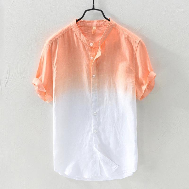 

Summer Mens Shirt Collar Hanging Dyed Gradient Short Sleeve Casual Vintage Clothing 2022 Shirts Camisa Masculina Streetwear Men's, Sky blue