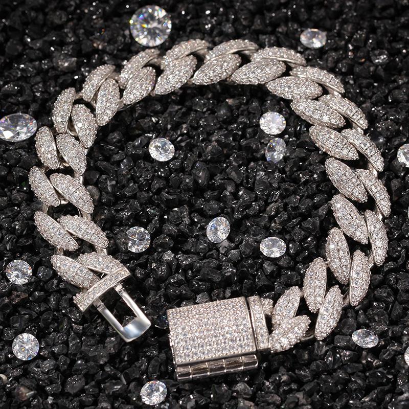 

Charm Bracelets Hip Hop 3 Rows CZ Stone Paved Bling Iced Out 12mm Solid Round Cuban Link Chain Bangles For Men Rapper JewelryCharm
