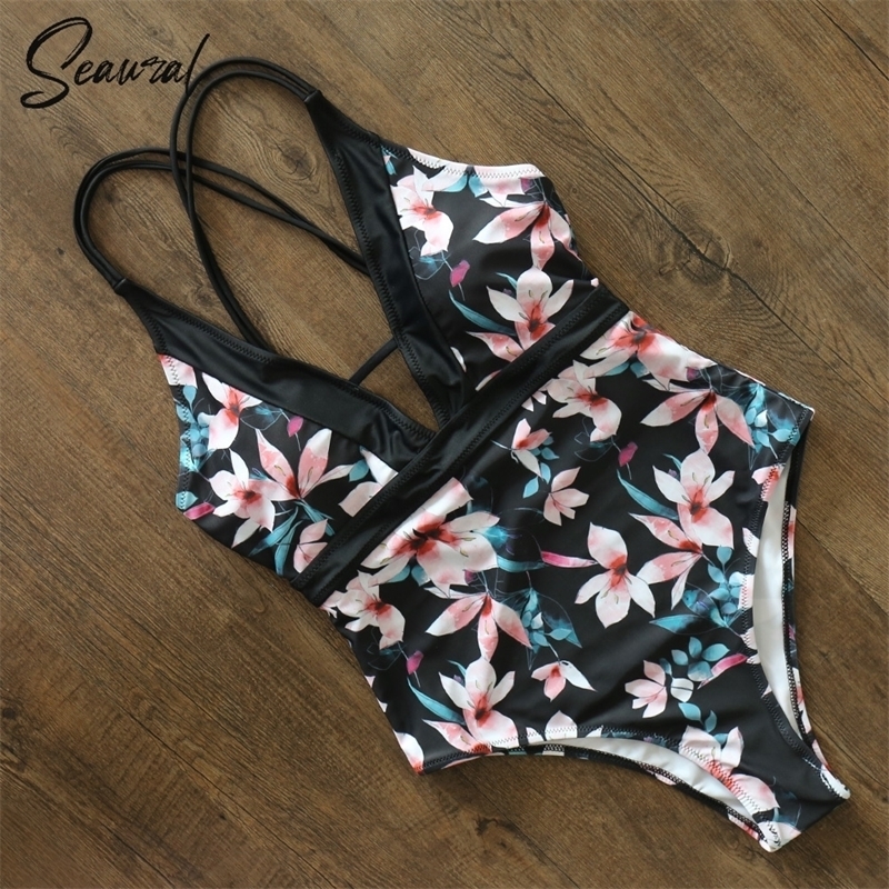 

Green In The Forest Onepiece Swimsuit Women Deep V neck Back Cutout Ruffle Monokini Summer Bathing Suit Swimwear Monokini Y200824, Gc19299b2