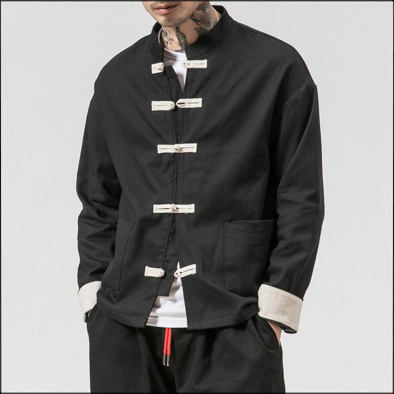 

Men's Jackets Mens Chinese Traditional Retro Coat Men Autmn Long Sleeve Tang Suit Mandarin Collar Buckle Jacket Oriental Cotton ShirtMen's J, Gray jackets