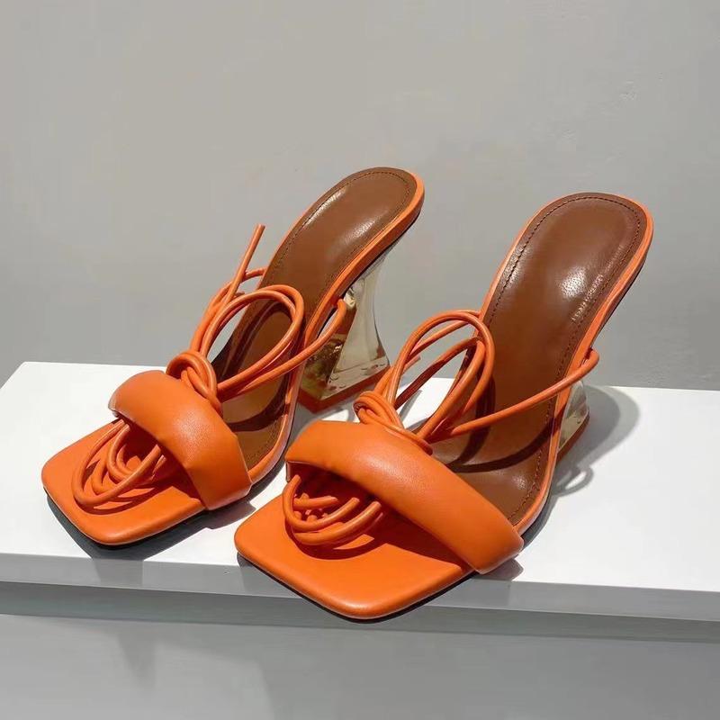 

Sandals Women's 2022 Summer Large Size European And American Thick Heel Lace Up High HeelsSandals, Green