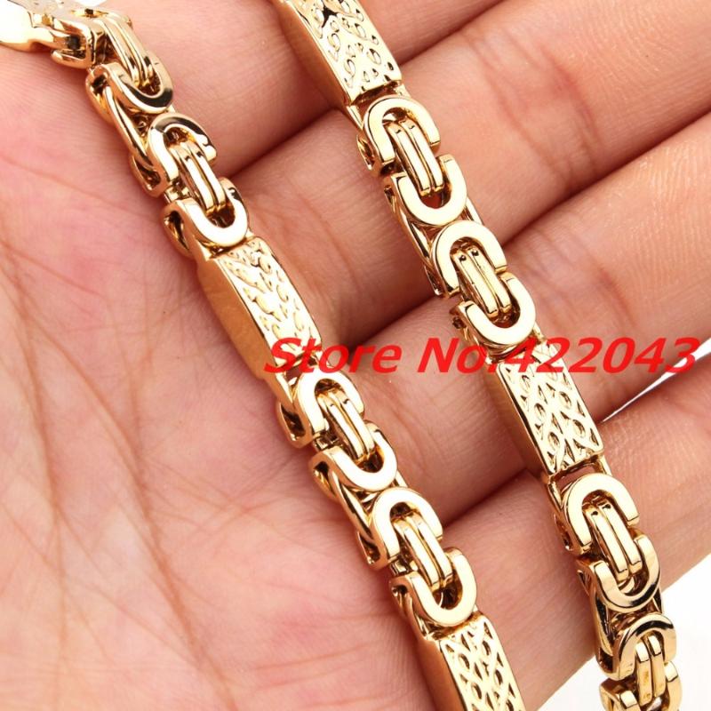 

Chains 7"-40" Gold Color Byzantine Stainless Steel Necklace Boys Mens Chain Jewelry AccessoriesChains