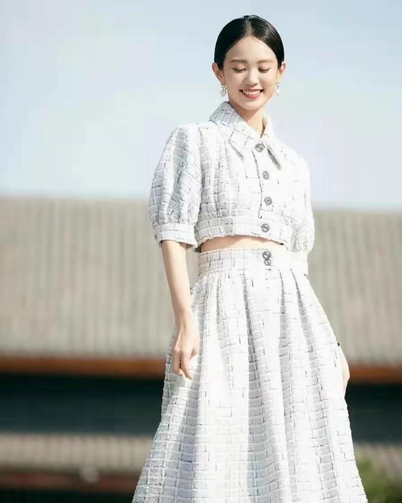 

Women' Two Piece Pants Female High-end Quality Of Character Pattern Suiting Wide-legged Divided Skirts Temperament Hubble-bubble Sleeve Coa, Gray