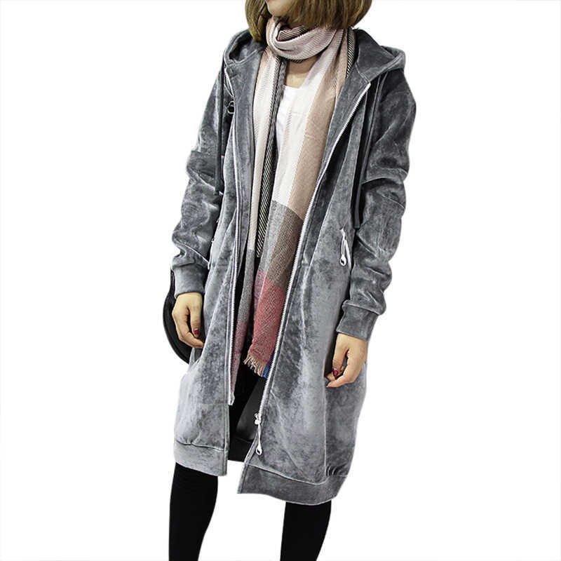 

Autumn Thick Warm Hooded Basic Coats Women Sweatshirts Casual Loose Lady Winter Long Black Fleece Hoodies Femme