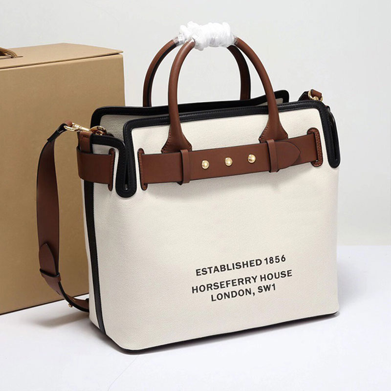 

Canvas Totes Bag The Belt Handbag Purse Ladies Shoulder Cross Body Bags Genuine Leather Handle Large Capacity Plaid Bottom Rivets Fashion Letters Pouch Wholesaler, B no box