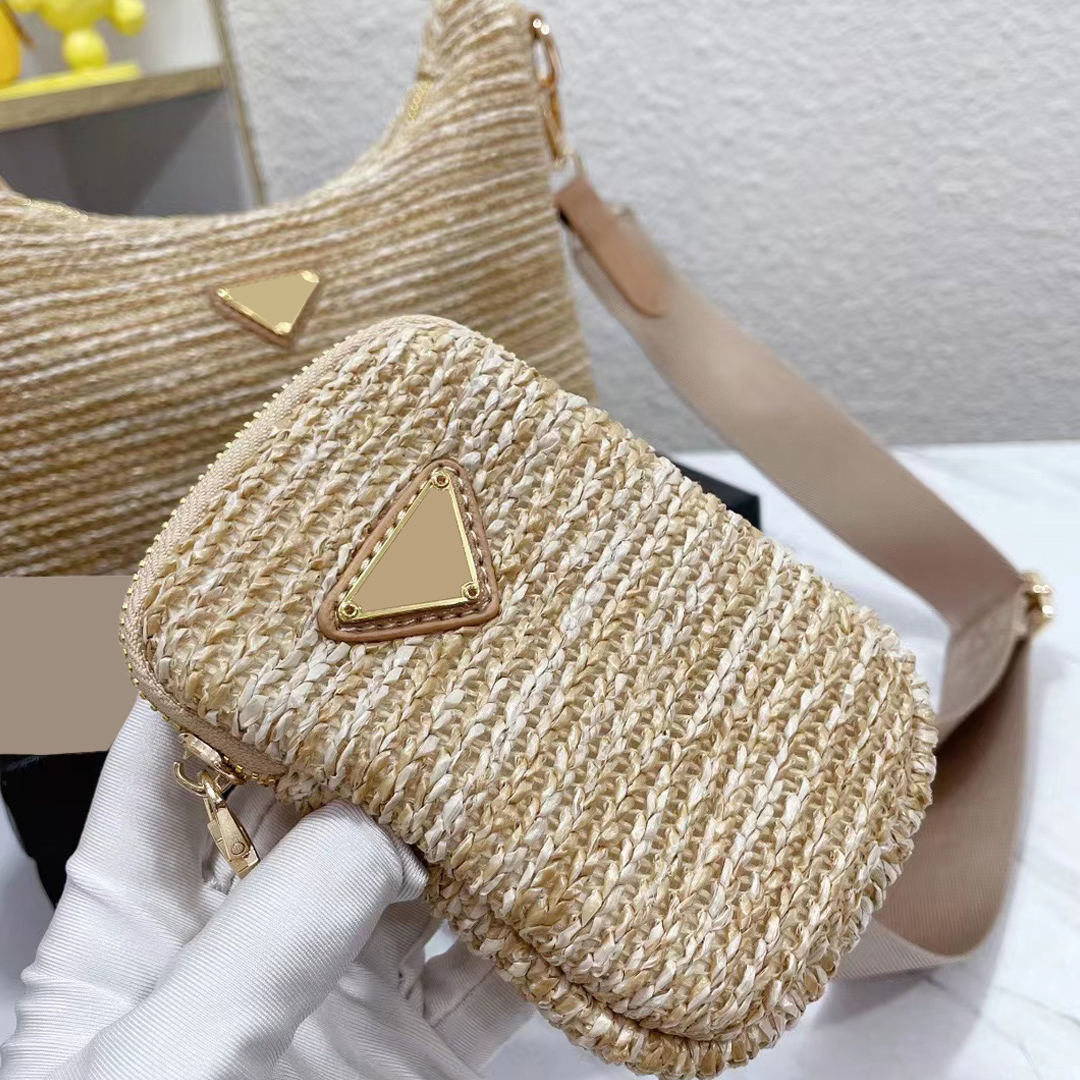 

designers bags women handbags large capacity messenger woven bag luxurys lady wallet handbag high quality straw three in one underarm style very nice 3 size, Small size
