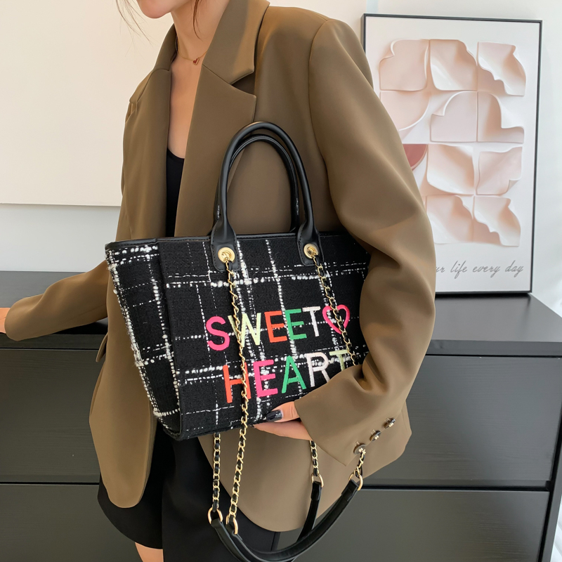 

Canvas Large Capacity Tote Women Bags Handbags Designer Pu Chain Shoulder Luxury Shopper Bag