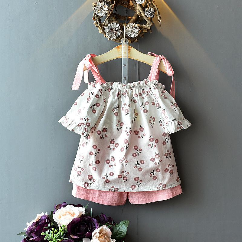 

Clothing Sets 2022 Spring Casual Solid Clothes Short Sleeve Print Girls High Quality Fashion Kids, Pink