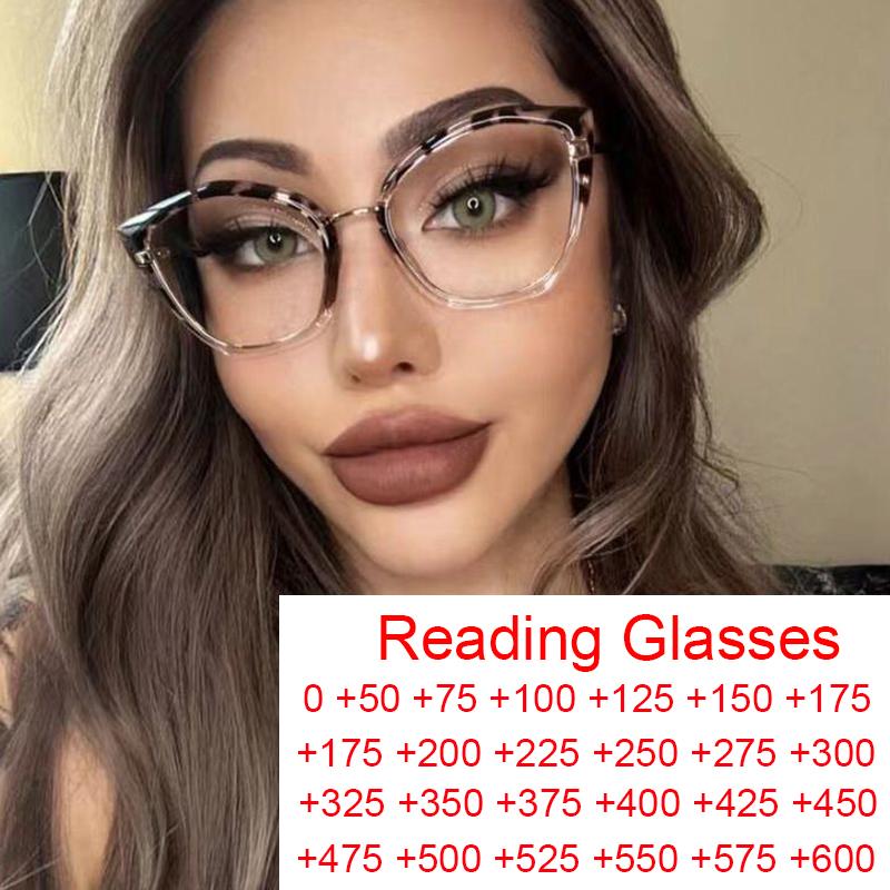 

Sunglasses Fashion Clear Leopard Presbyopia Eyeglasses TR90 Cat Eye Glasses Frames Anti Blue Light Computer Reading Diopters 0- 600Sunglasse