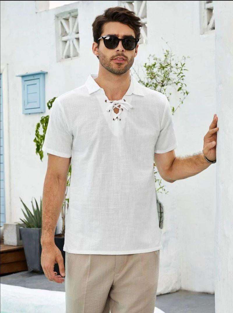 

Men's Casual Shirts Mens Shirt Breathable Summer Man Turn-down Collar Linen Short Sleeve Slim Fit Men Business Formal TopsMen's, Dl2203-black