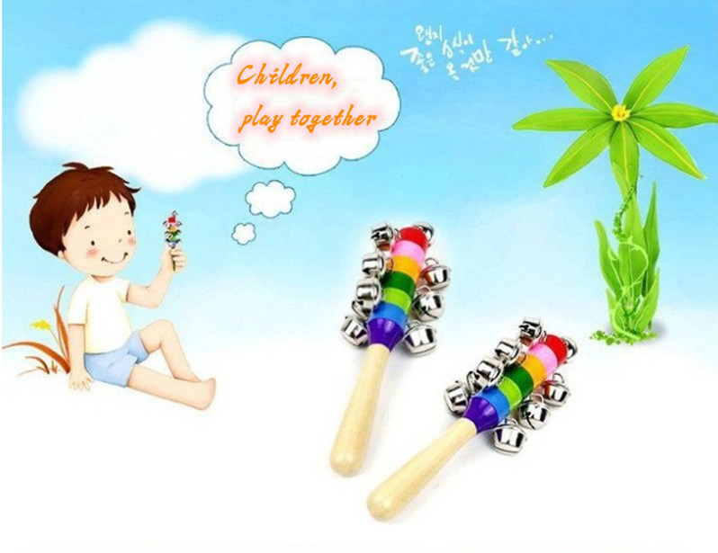 

Wholesale Montessori Rattles For Baby Sand Hammer Infant Rattle Educational Musical Wooden Toys Development Handbell Kids Toys, Dark gray