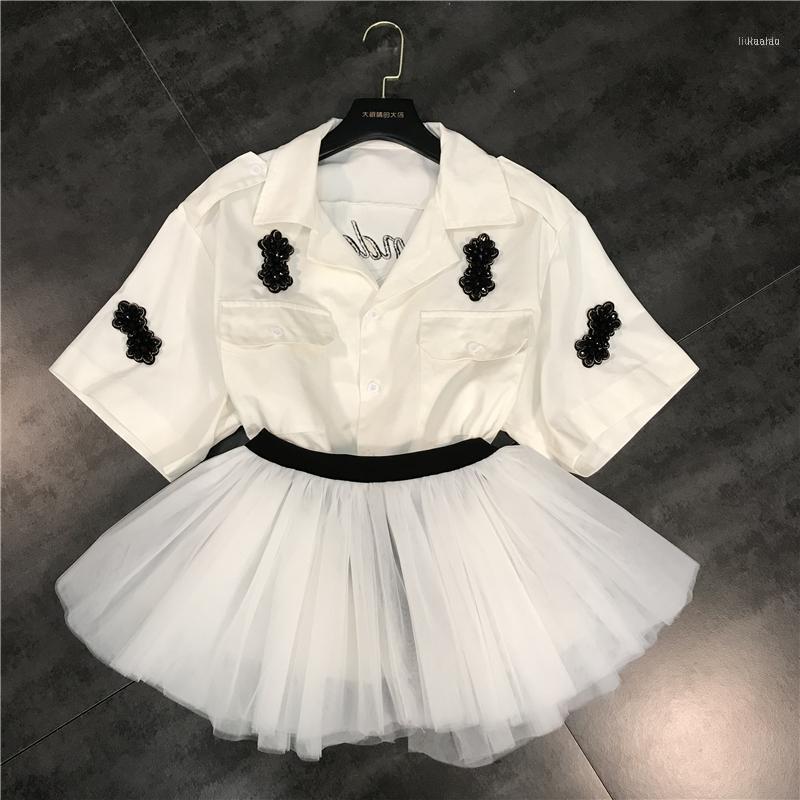 

Spring Casual Embroidery Print Blouse Women Lapel Half Sleeve Tunic Mesh Lace Up Patchwork Female Shirt Women' Blouses & Shirts, Khaki