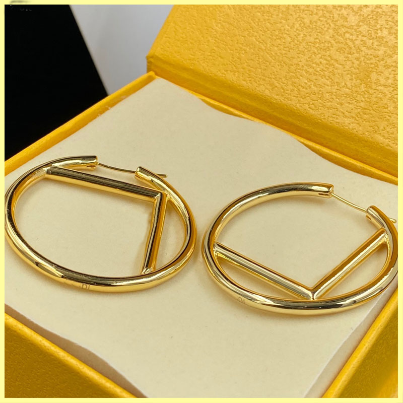 

Big Hoops Earring Women Letters Earings Size 4.0cm Fashion Jewelry Designer Accessories Womens Luxurys Studs F Earrings Brands Necklaces Box