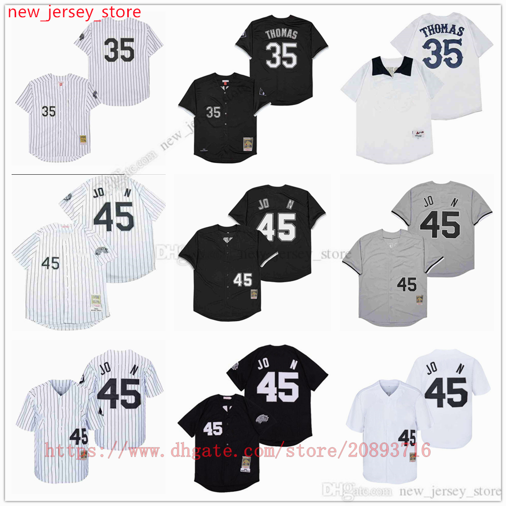 

Movie College MitchellNess Baseball Wears Jerseys Stitched 35 FrankThomas #45 All Stitched Name Number Away Breathable Sport Sale High Quality, As picture (with team logo)