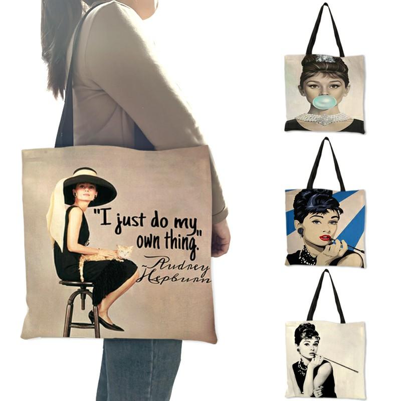 

Evening Bags Unique Customize Tote Bag Eco Foldbale With Audrey Hepburn Print Reusable Shopping Fashion Handbag For WomenEvening, 013