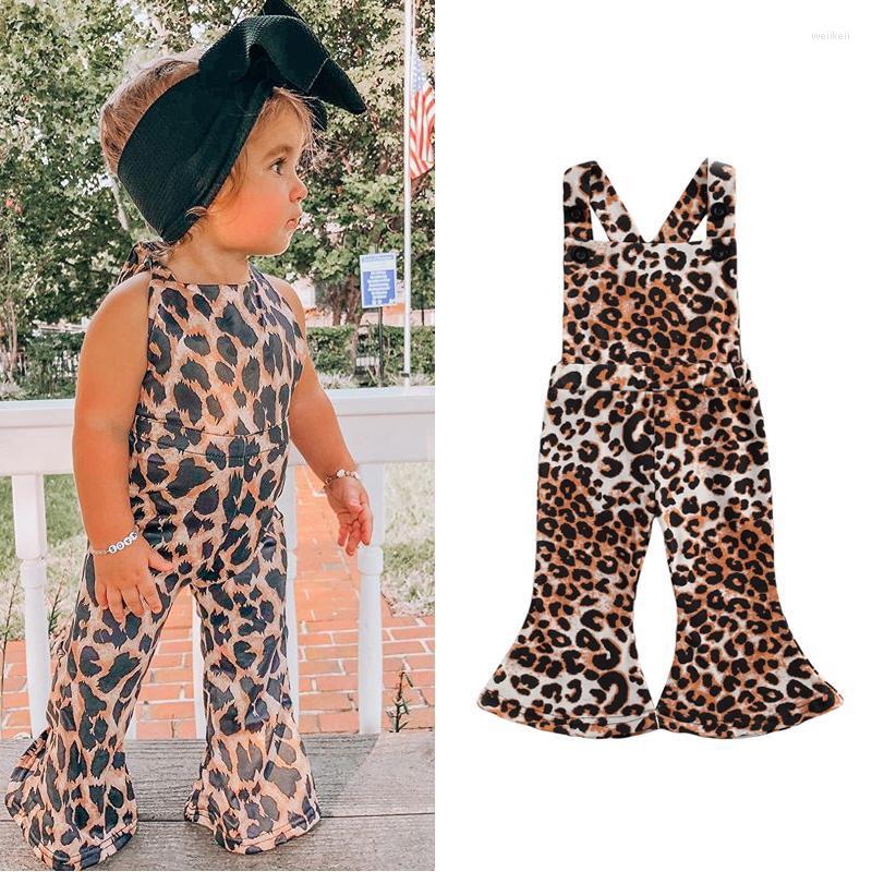

Trousers 2022 Fashion Lovely Infant Baby Girls Romper Pants Leopard Print Sleeveless Backless Jumpsuits Overalls 0-3Y