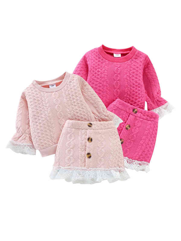 

Citgeett Autumn Kids Baby Girls Suit Set Lace Long Sleeve Sweater High Waist Skirt Winter Clothing J220712